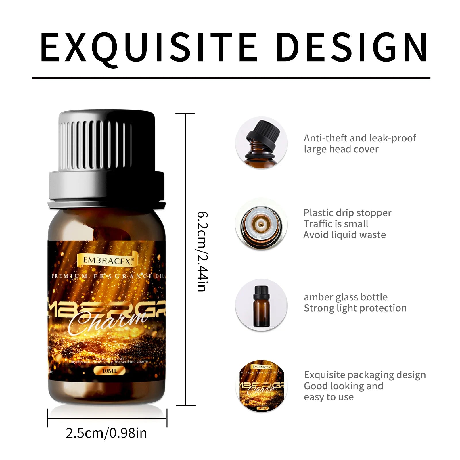 10ml Ambergris Essential Oil Men'S Essential Oils Gifts For Father/Brother For Perfume Making DIY Candle/Soap Skin Hair Care