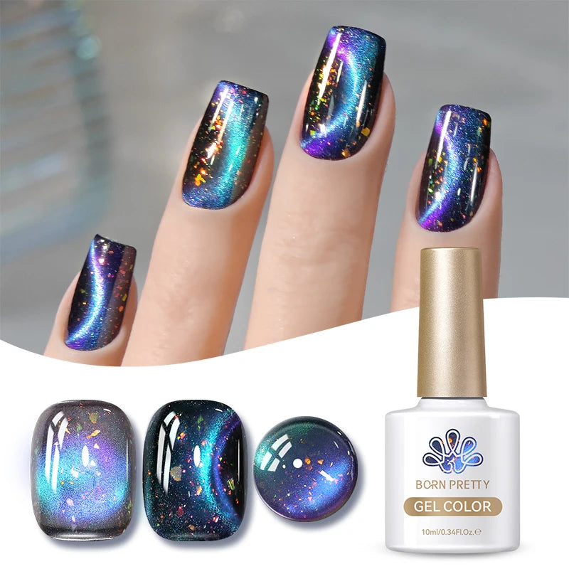 BORN PRETTY 10ml Fruit Purple Grape Cat Magnetic Gel Nail Polish 2025 New Whitening Guava Glass Beads Varnish Nail Supplies