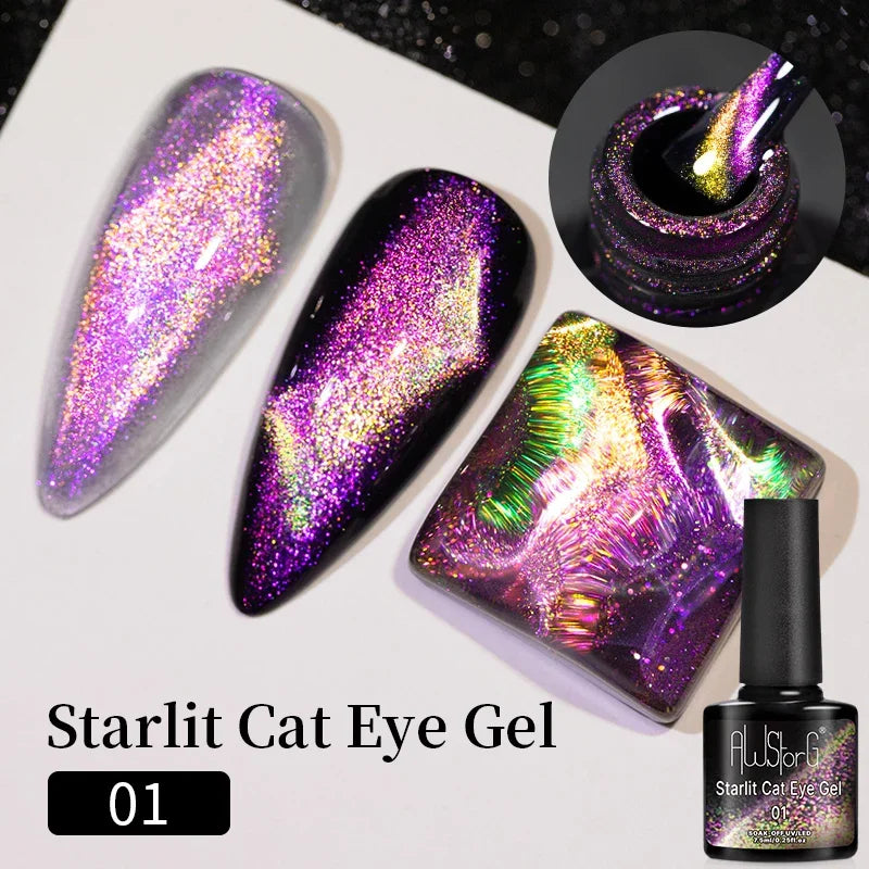 AWStorG 7.5ml Crimson Velvet Cat Eye Magnetic Gel Nail Polish Shiny Ruby Red Cat Eye Gel Soak Off UV Semi-Permanent Nail Art