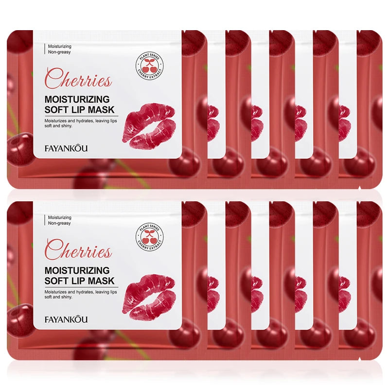 FAYANKOU Cherry Crystal Collagen Lip Mask Moisturizing Plump Lips Lips Moisturizer Lip Patches Lips Plumper Skin Care Products