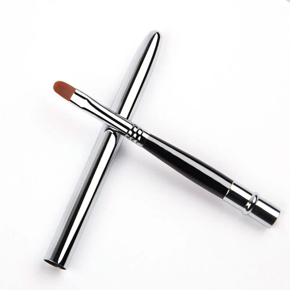 Portable Gold Silver Lips Makeup Brush Pen Metal Handle Cosmetic Lipgloss Lipstick Lip Gloss Brush With Protect Cap Maquiagem