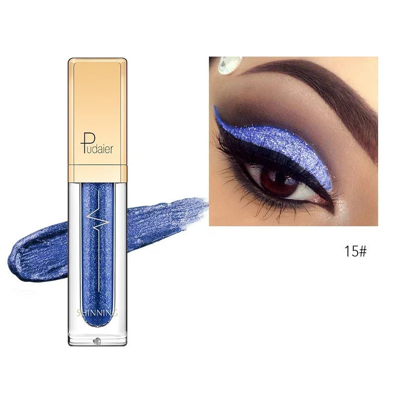 New Make Up Liquid Eyeshadow Waterproof Glitter Pigments Purple Gold Metalic Women Beauty Gel Eye Shadow Cream 18 Colors Makeup