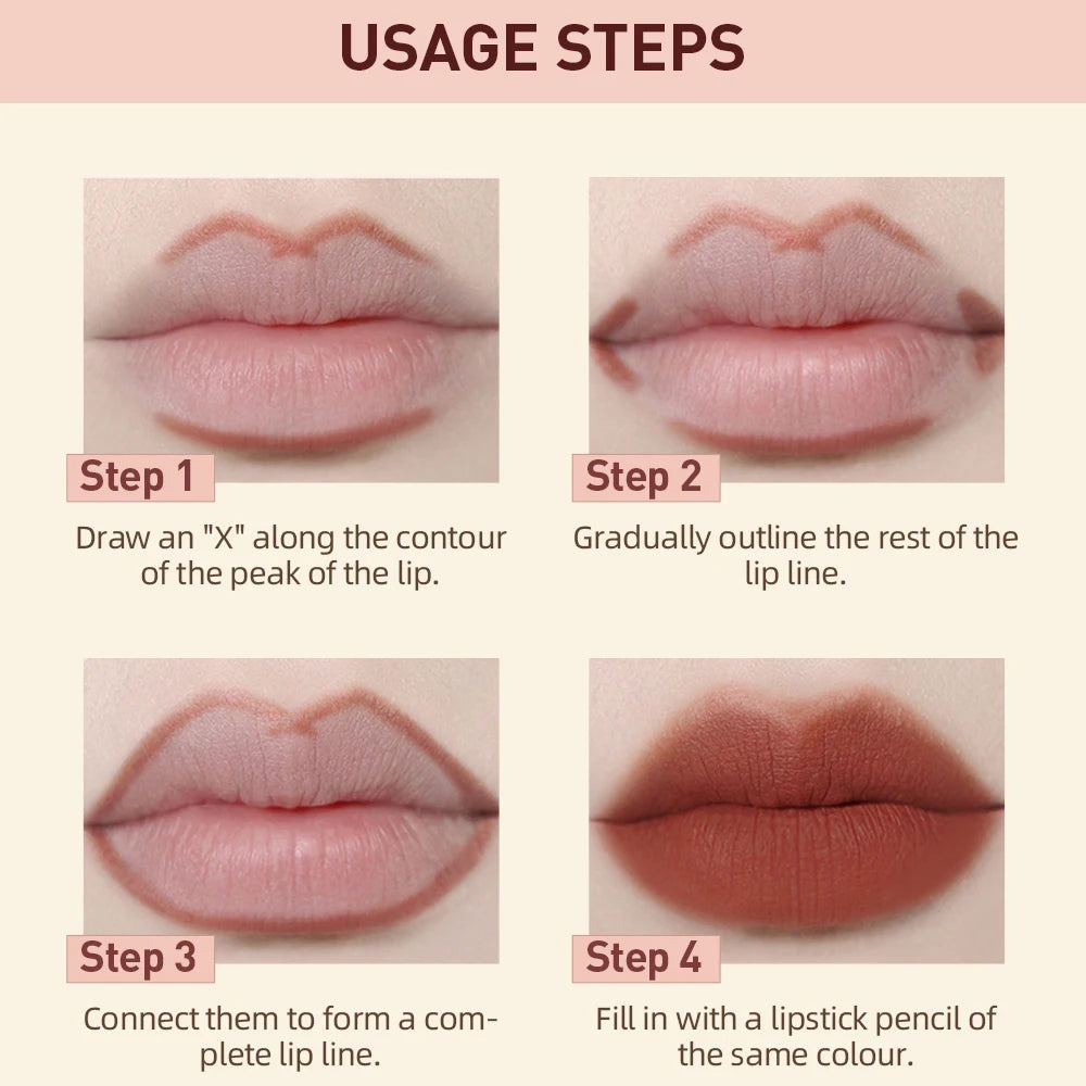 QIBEST Matte Nude Lipstick Pen Long Lasting Lipliner Lip Pencil Waterproof Lip Liner Contour Sexy Red Lip Makeup Set For Women