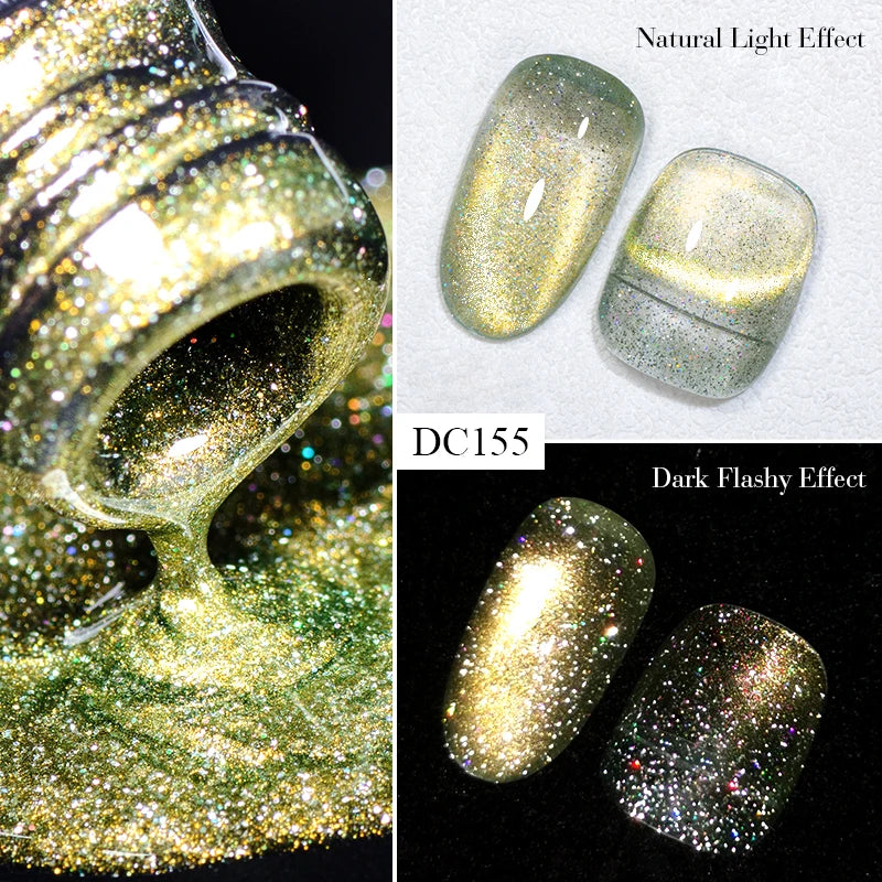 7ML Ice Transparent Glass Bead Moonlight Cat Eye Magnet Gel Nail Polish Jelly Ultra Shine Glitter Semi Permanent Soak Off UV Gel