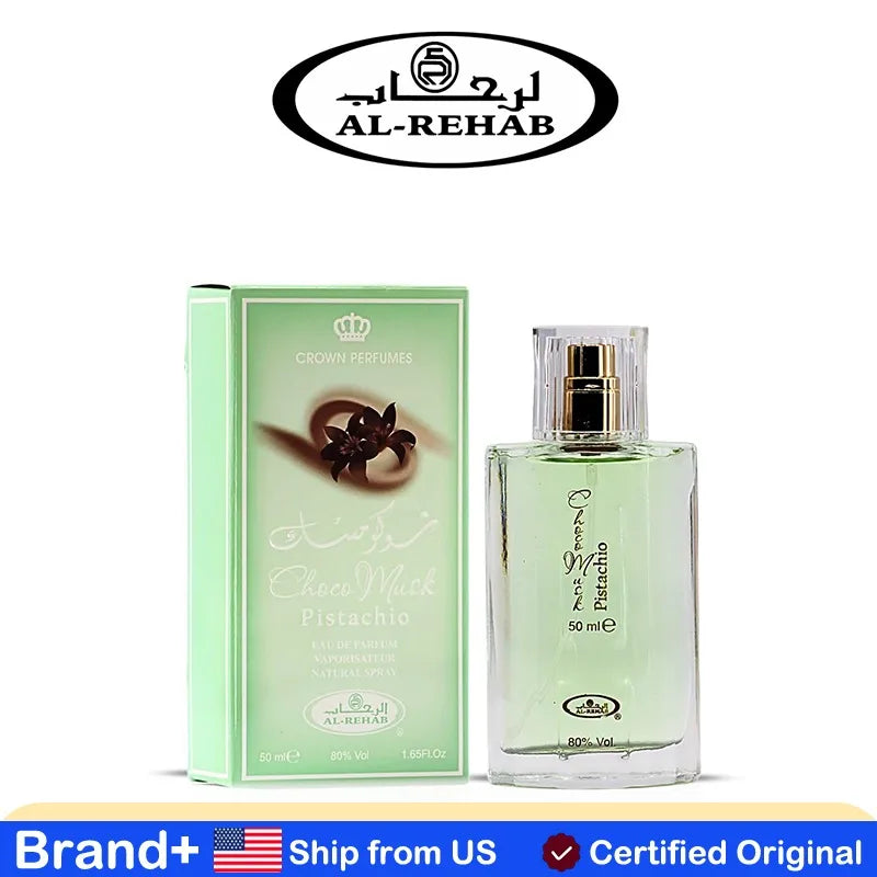 Al Rehab Choco Musk Pistachio Eau De Parfum Spray for Unisex 50ml Cologne Persistence Long-lasting Fragrance Floral Fruity Aroma