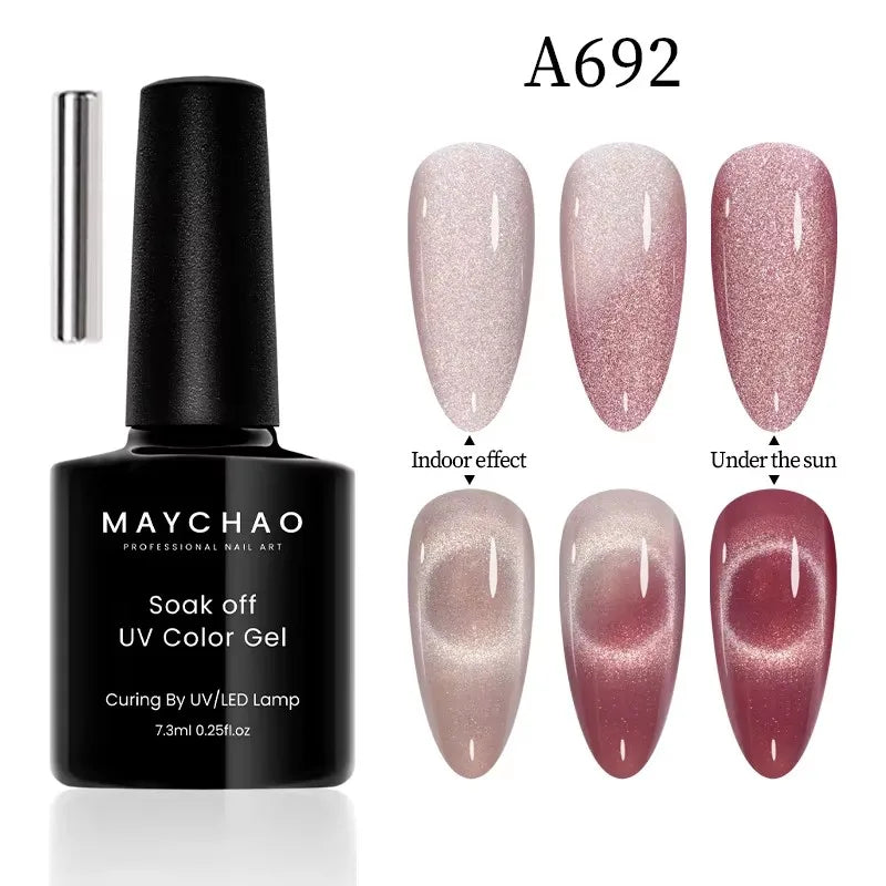 MAYCHAORomantic Galaxy Cat Eye Gel Nail Polish With Magnet Soak off UV Holographic Magnetic Rainbow Gel Polish for Nail Manicure