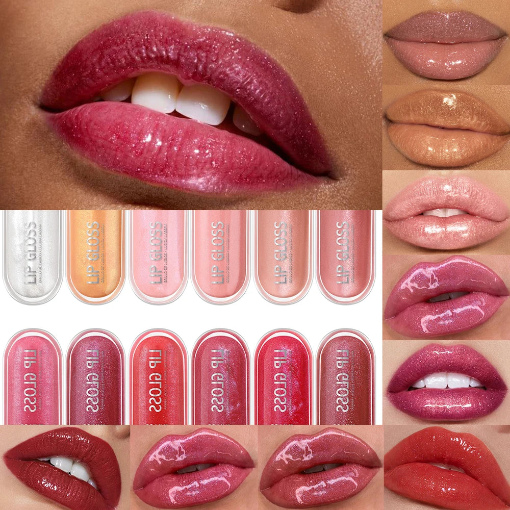 USHAS 12 colors mirror fine flash liquid lipstick pearlescent color waterproof sweatproof non-stick cup lip gloss