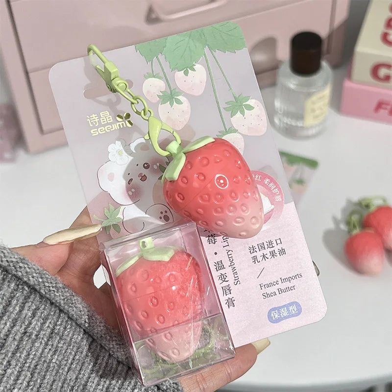Shiji Strawberry Temperature-Changing Lip Balm — Intense Hydration, Protects and Softens Lips, Perfect for Students