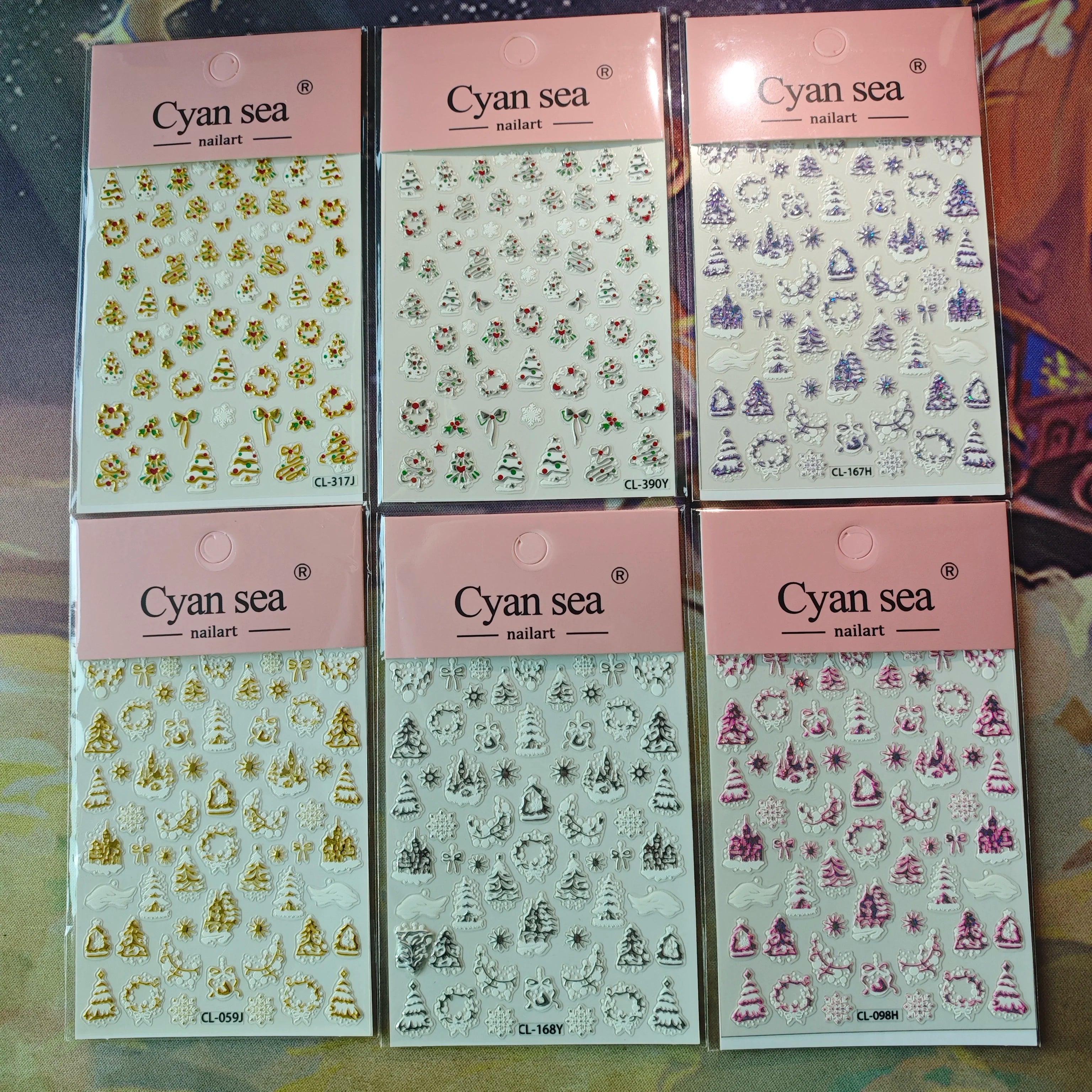 Christmas Nail Stickers Snowflake Nail Art Stickers Metal Silver Self-Adhesive Nail Decals ChristmasTree Winter Manicure Sliders