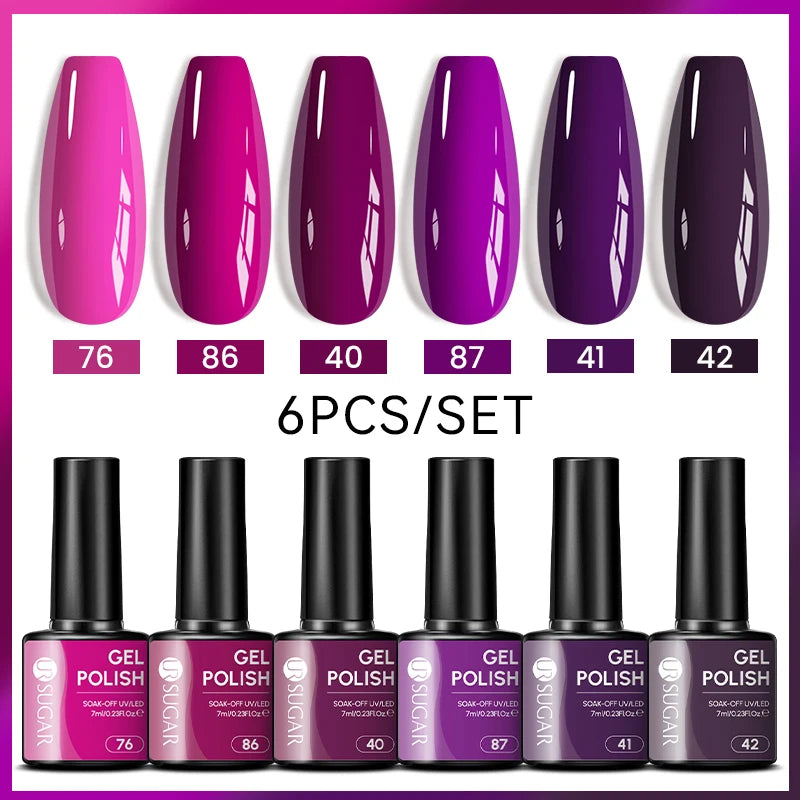 UR SUGAR 7ml All Season Gel Nail Polish Set Nude Pink Red Glitter Semi Permanent UV Gel Kits All For Manicure Soak Off Vernis