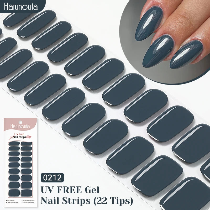 22strips UV Free Nail Gel Strips Loving Heart Gel Polish Nail Sticker Curing-free Adhesive Stickers for Nails Long Lasting Wrap