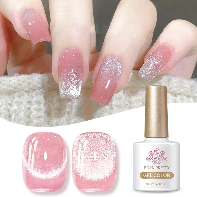 BORN PRETTY 10ml Fruit Purple Grape Cat Magnetic Gel Nail Polish 2025 New Whitening Guava Glass Beads Varnish Nail Supplies