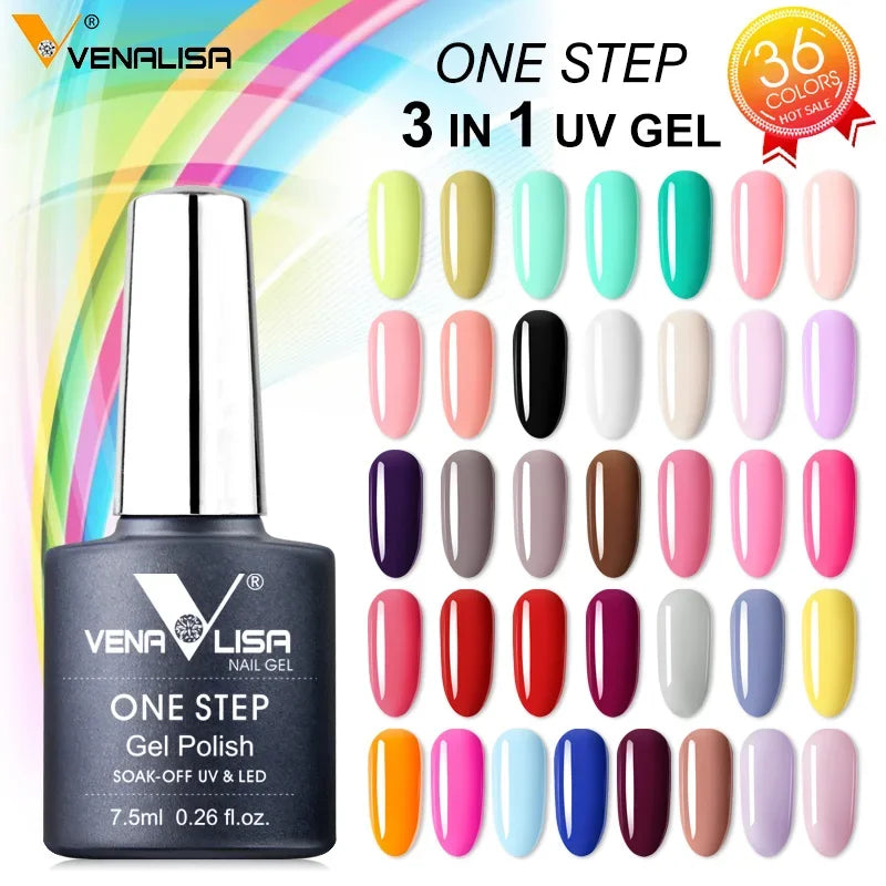 VENALISA 3-in-1 UV Gel Polish One-Step Gel Lacquer Organic Soak off Nail Art Varnish for LED/UV Light New Arrival Nail Salon