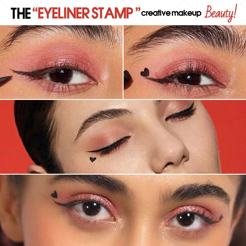 1PC Liquid Eyeliner Stamp - Waterproof, Slim Gel Felt Tip with Heart, Star, Triangle & Flower Shapes for Creative Eye Makeup