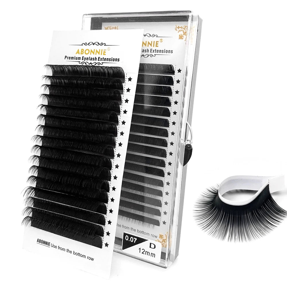 Abonnie Classic Eyelashes Extension Fluffy Individual Lashes Extensions Supplies Dark Black Cilia All Size False Eyelash