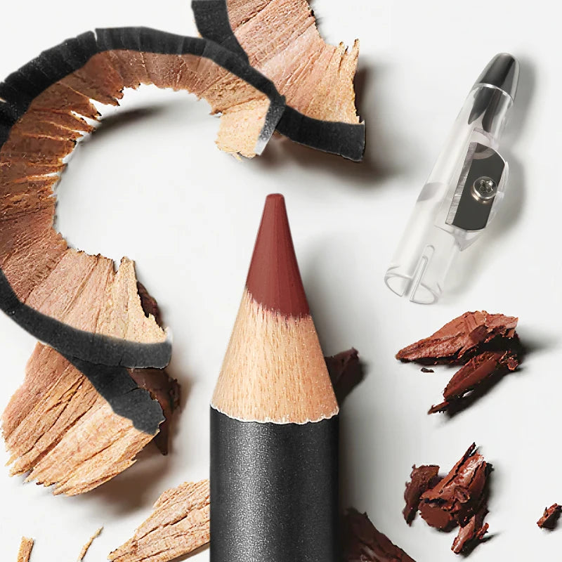 Waterproof Long Lasting Matte Lipliner Pencil Red Contour Tint Lipstick Non Stick Cup Moisturising Lip Makeup 12 Colors