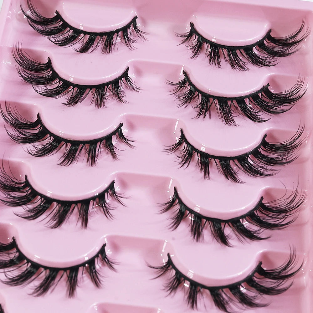 MIOFIA New 5 Pairs Fake Lashes D Curl Fluffy Soft Volume Eyelash Extensions Natural Look 3D Faux Mink False Eyelashes Makeup