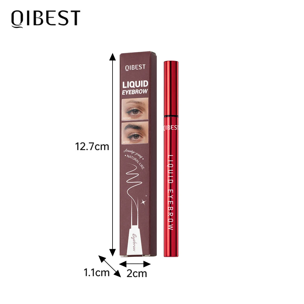 QIBEST 2 Fork Tip Liquid Eyebrow Pencil Eyeliner Lower Eyelash Pen Makeup Waterproof Lasting Quick Drying Ultra-fine Brows Pen