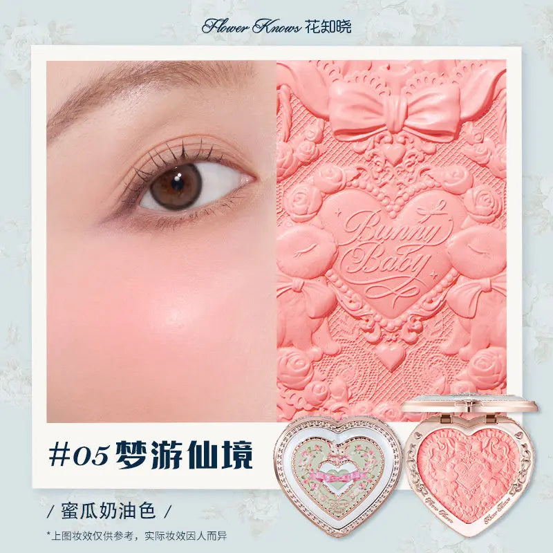 Flowerknows Garden Rose Blush Powder Blusher for Cheeks,Cruelty Free Makeup - Shape,Contour Face for A Natural Matte Finish