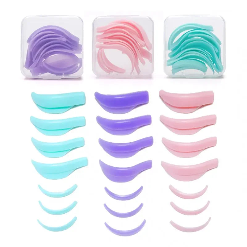 Recycling 3D Eyelashes Curler Rods Shield Lashes Extension Supplies 7pairs per box Silicone Eyelash Perming Pad Lash Lifting Kit