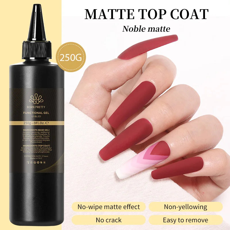 BORN PRETTY 250g Pure Black White Color Gel Nail Polish Semi Permanent Jelly Nude Gel Refilled Package Soak Off UV LED Gel