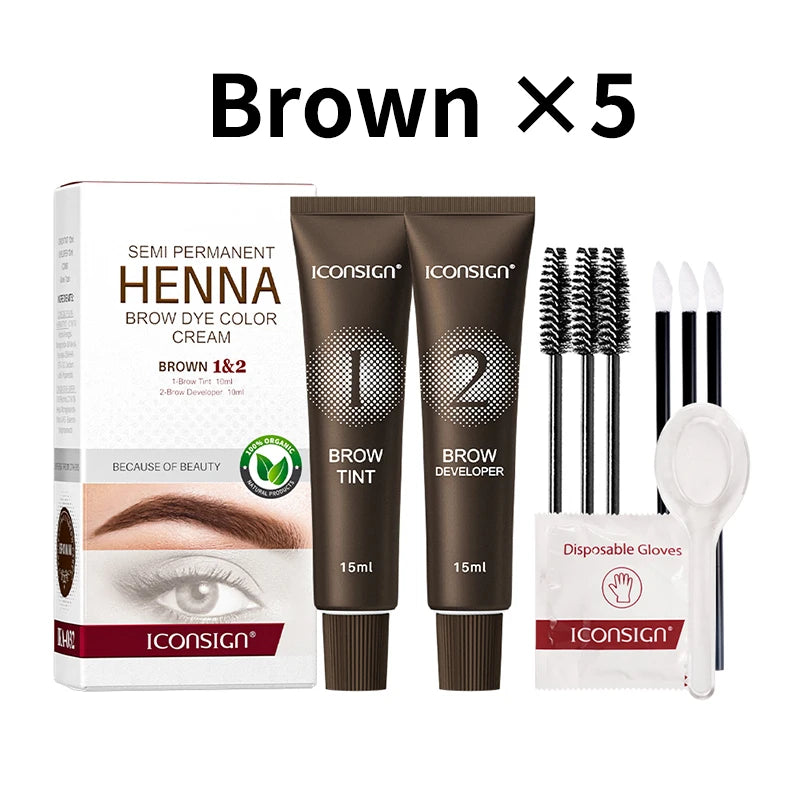 Professional Henna Eyelash Eyebrow Dye Tint 15-minute Fast Deying Cream Tattoo Brow Semi Permanent Eyebrows Tint Dye Makeup
