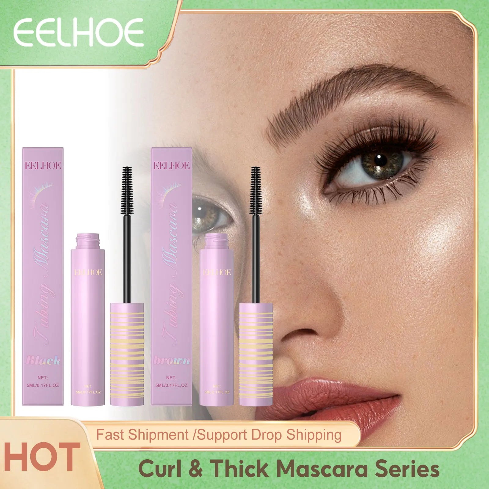 Eelhoe Curling Mascara Series Keep Thicking Lengthening Eyelashes Extension Volume Makeup Cosmetics Waterproof Black Mascara 5ml