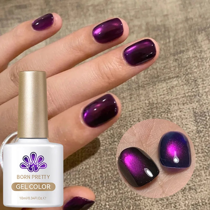 BORN PRETTY 10ml Fruit Purple Grape Cat Magnetic Gel Nail Polish 2025 New Whitening Guava Glass Beads Varnish Nail Supplies