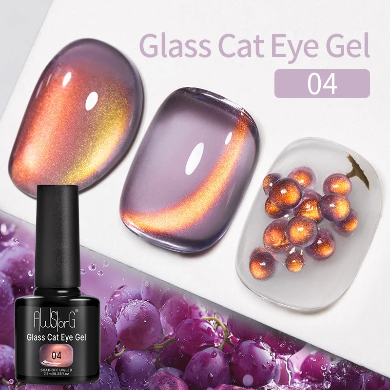 AWStorG 7.5ml Golden Gradient Cat Eye Nail Polish Gel Phototherapeutic Gel Soak Off Nail Magnetic Gel Polish Nail Art DlY