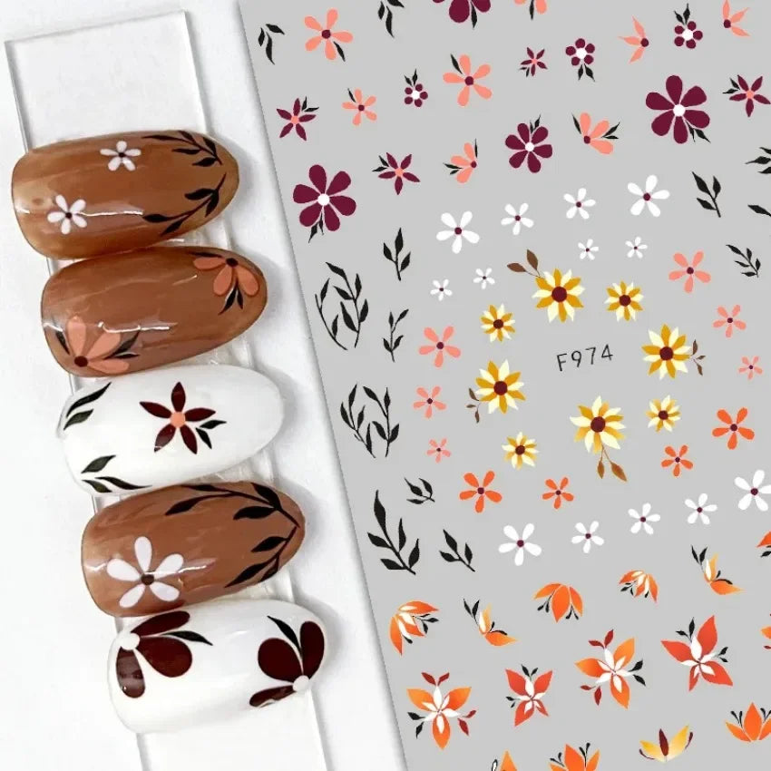 Elegant Butterfly Nail Manicure Stickers Blue Butterflies Leopard Retro Flowers Adhesive Decal Wedding Charm Manicure Tips