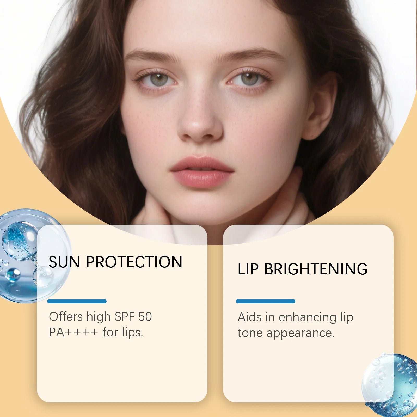 Sun Protective Lip Balm SPF50+ Hydrating Lip Sunblock Fade Lip Lines Nourishing Moisturizing Brighten with Kojic Acid Ceramide
