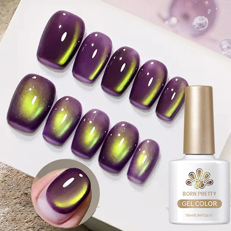 BORN PRETTY 10ml Fruit Purple Grape Cat Magnetic Gel Nail Polish 2025 New Whitening Guava Glass Beads Varnish Nail Supplies
