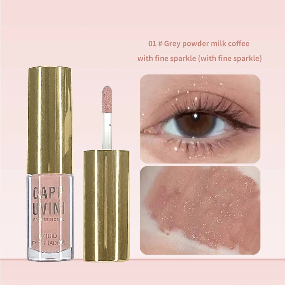 Cappuvini Liquid Eyeshadow Matte Pearlescent Fine Sparkling Long-Lasting Makeup Eye Shadow Highlighter