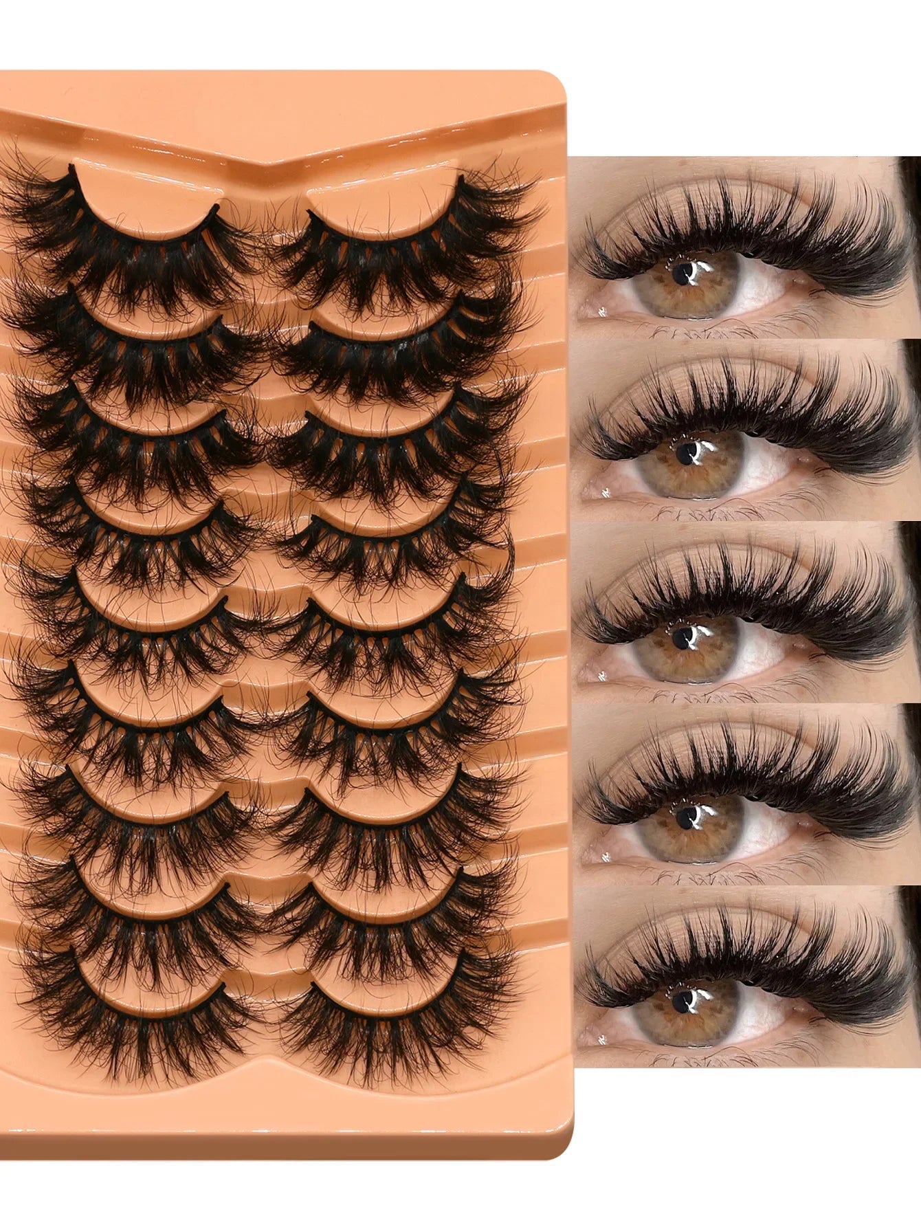 Cat Eyelashes Fluffy 3D Mink Eyelashes Natural Look False Lashes for Daily Party Wedding Lightweigh Reusable Makeup
