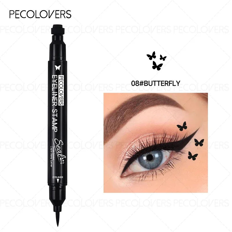 1PC Liquid Eyeliner Stamp - Waterproof, Slim Gel Felt Tip with Heart, Star, Triangle & Flower Shapes for Creative Eye Makeup