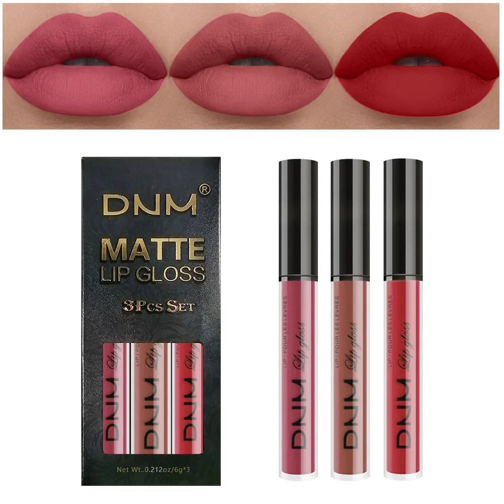 3pcs/set Liquid Lipsticks Waterproof Long Lasting Cosmetic Red Blue Purple Matte Lip Gloss Nude Lip Tint Stain Makeup