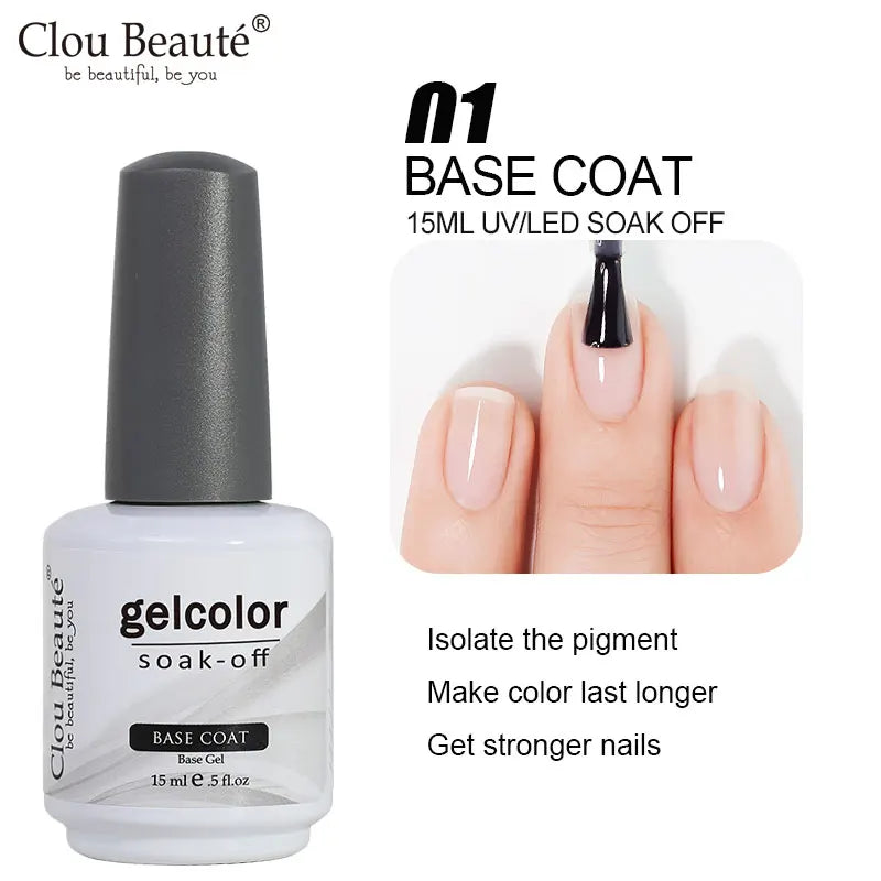 Clou Beaute 15ml HEMA TPO FREE Gel Nail Polish Bright Dark Army Green Gel Lacquer Semi Permanent Art Organic  Nail Gel Varnish