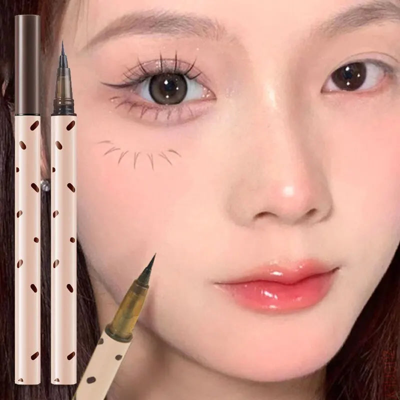 Ultra Thin Head Eyeliner Liquid Pen Upper And Lower Eyelashes Eyeliner Pen Waterproof Smooth Not Easy To Apply Eyeliner Pen
