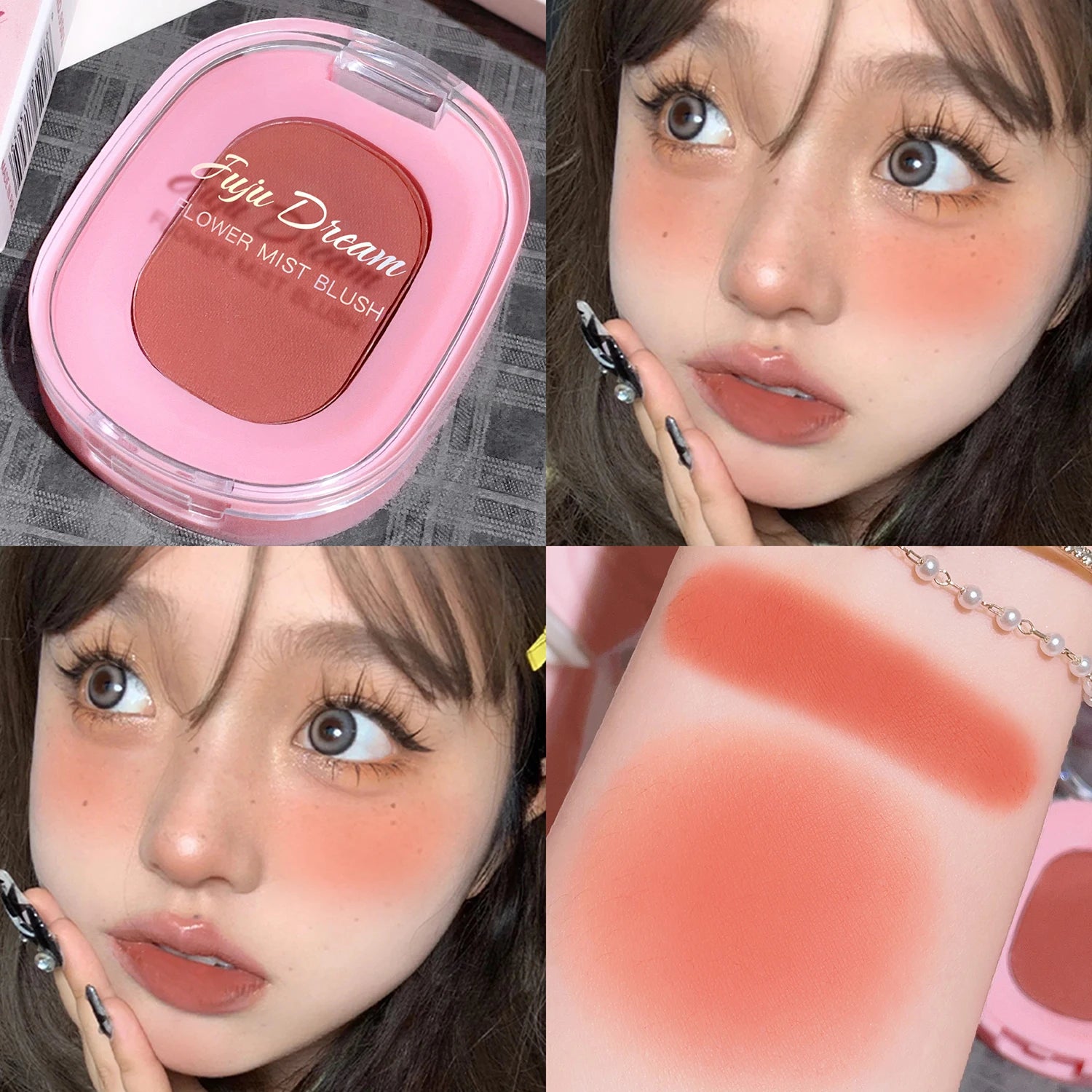 Monochrome flower mist blush powder fine matte brightens rouge natural nude powder pink trimming blush
