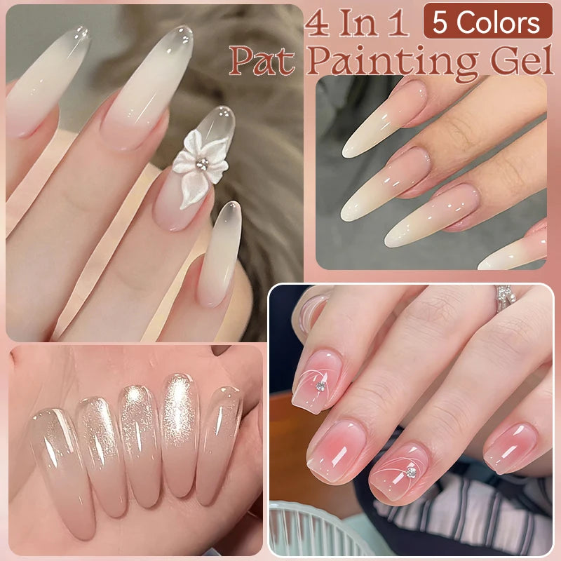 UR SUGAR 4 In 1 Pat Painting Gel Nail Nude Pink Color Painting Liner Nail Art Used For Gradient Cover Edge Nail Stamping Pattern