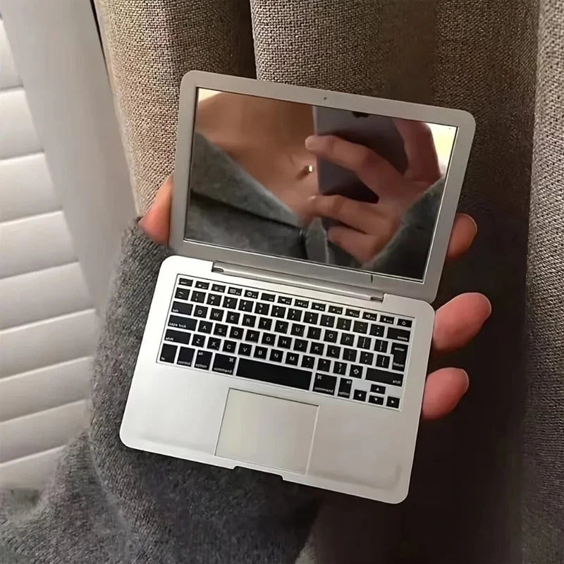 Creative Portable Mini Computer Mirror Foldable Laptop Shape Makeup Mirror High Quality Pocket Mirror Beauty Makeup Mirror