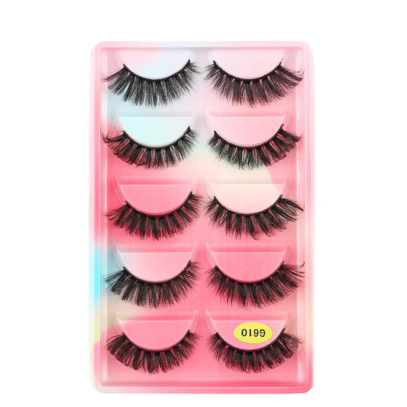 SHIDISHANGPIN 3/5/16 Pairs Natural Long False Eyelashes Dramatic Fluffy 3D Mink Lashes Wispy Wholesale Eye Lashes Thick Cils