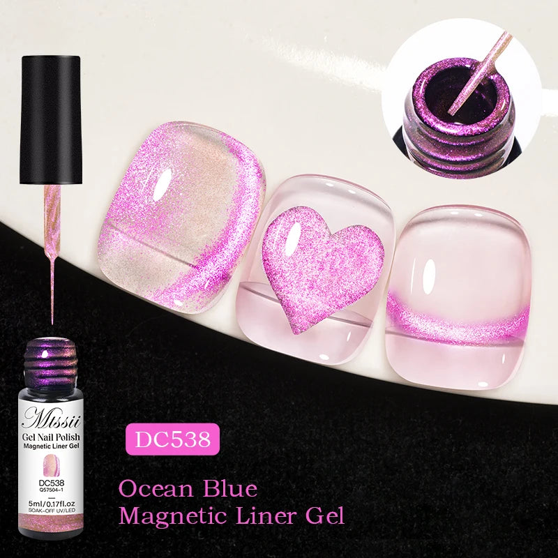 7ML Ice Transparent Glass Bead Moonlight Cat Eye Magnet Gel Nail Polish Jelly Ultra Shine Glitter Semi Permanent Soak Off UV Gel
