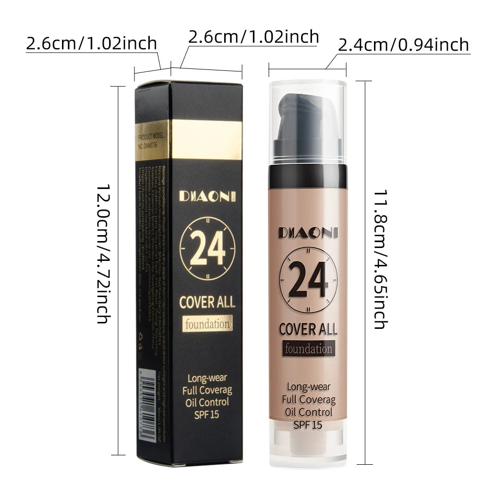 Professional makeup 9-color waterproof moisturizing liquid fully covering concealer 24H durable liquid foundation natural matt