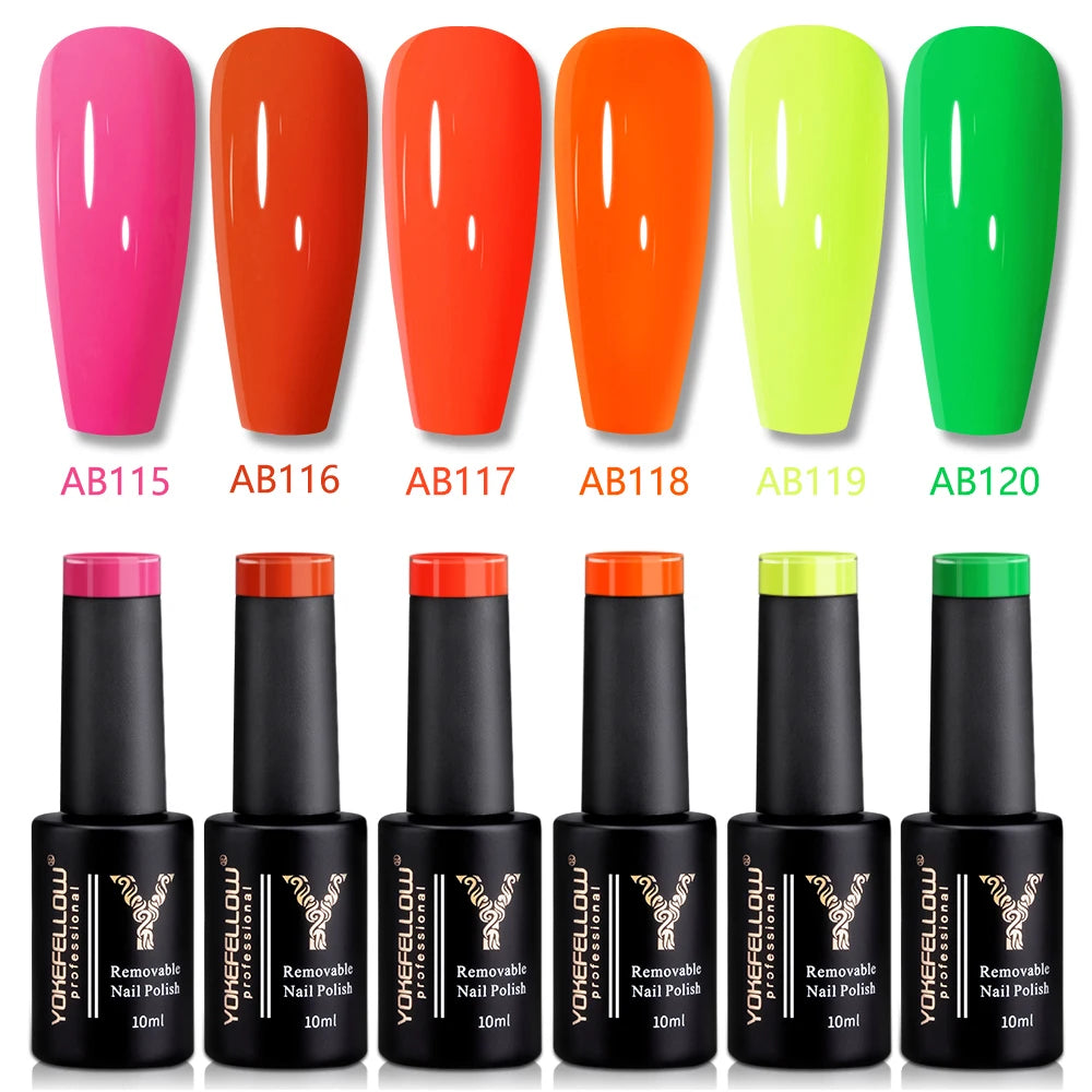 YOKEFELLOW 2022 New Color 10ML Nail Gel Polish Semi Permanent Gel Varnish Base Top Coat 122 Soak Off Colors Organic Nail Varnish