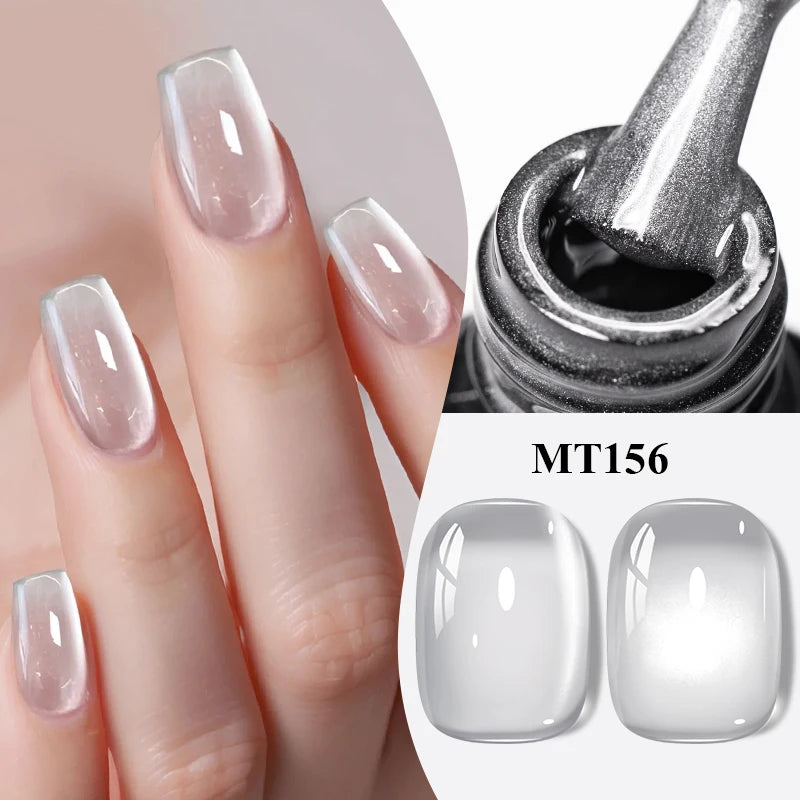 7ML Ice Transparent Glass Bead Moonlight Cat Eye Magnet Gel Nail Polish Jelly Ultra Shine Glitter Semi Permanent Soak Off UV Gel