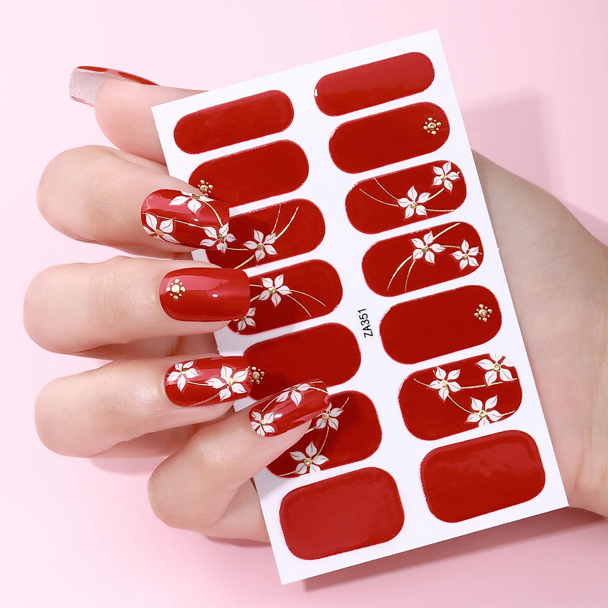 14Tips DIY Baking-Free Nail Stickers Spring Summer Flowers Self-Adhesive Nail Strips Full Cover Nail Decoration Decal