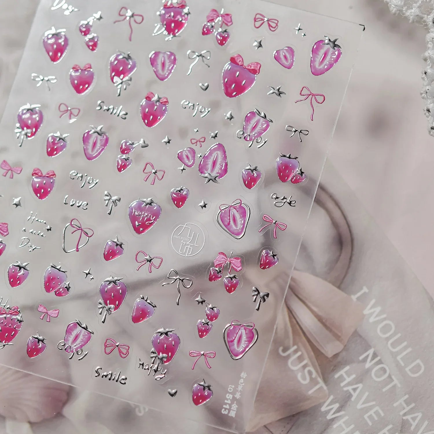 Cute Juicy Red Cherry Bowknot 5D Nail Art Stickers Lovely Shiny Crystal Rhinestone Self Adhesive Decoration Manicure Decal DIY