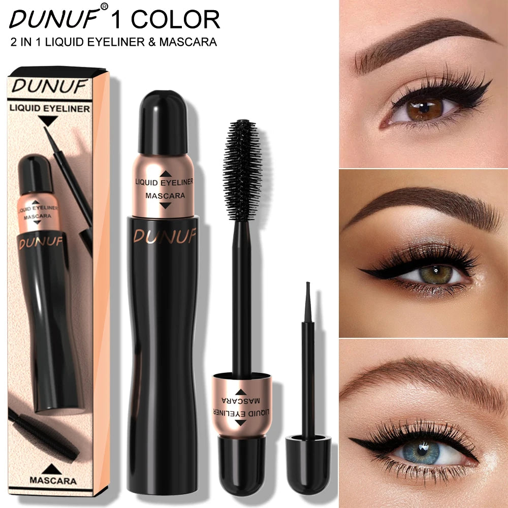 DUNUF 2-in-1 Waterproof Mascara and Eyeliner - Black