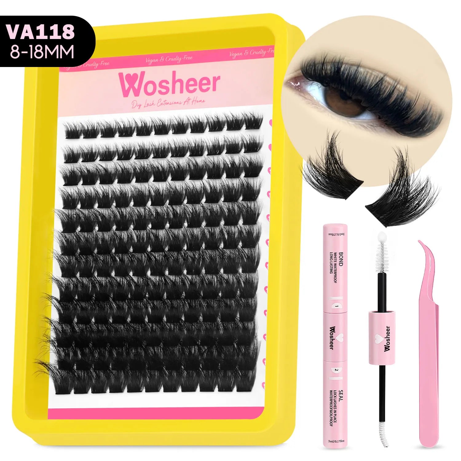 WOSHEER Lash Clusters Kit Lash Spikes Eyelash Clusters Volume Individual Lashes DIY Spiky Lash Extension Manga Clusters Eyelash